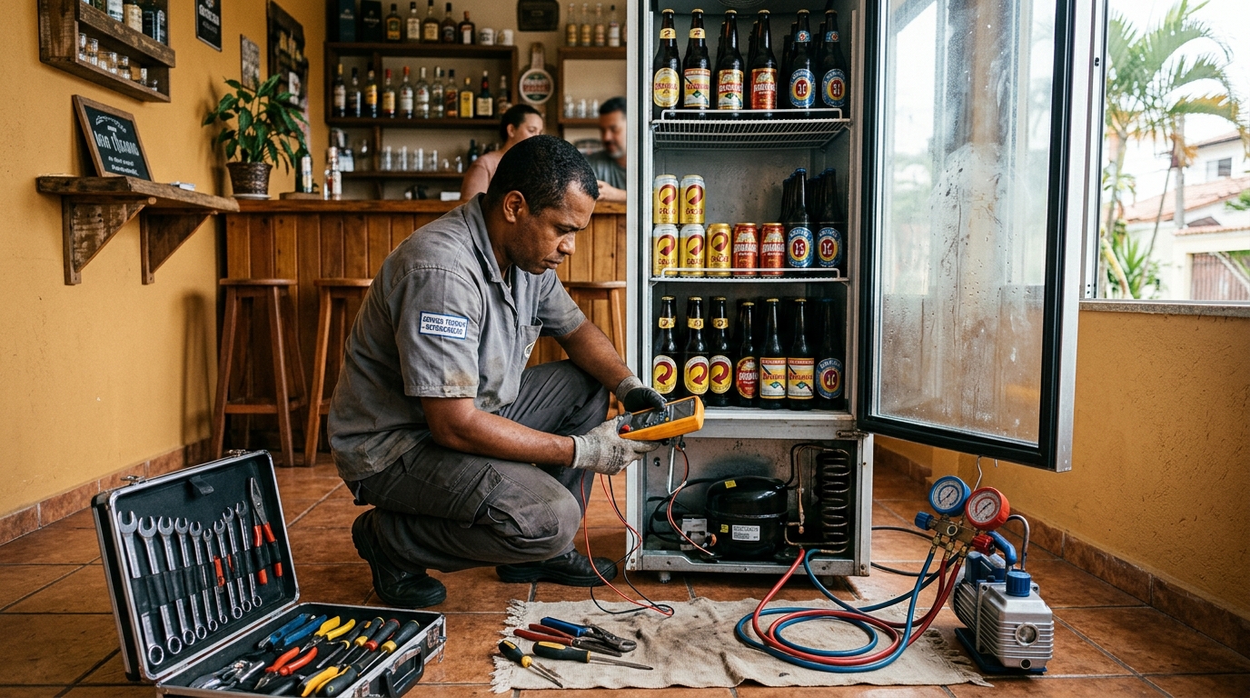Substituição do termostato de uma cervejeira em Canoas‑RS